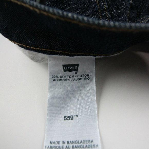 Levis Mens 559 Straight Leg Jeans Dark Wash Denim High Rise Cotton Size 42x34 - Picture 9 of 12
